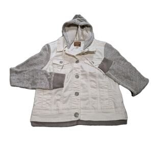 AMERICAN EAGLE WHITE GRAY HOODED JEAN DENIM JACKET SIZE SMALL